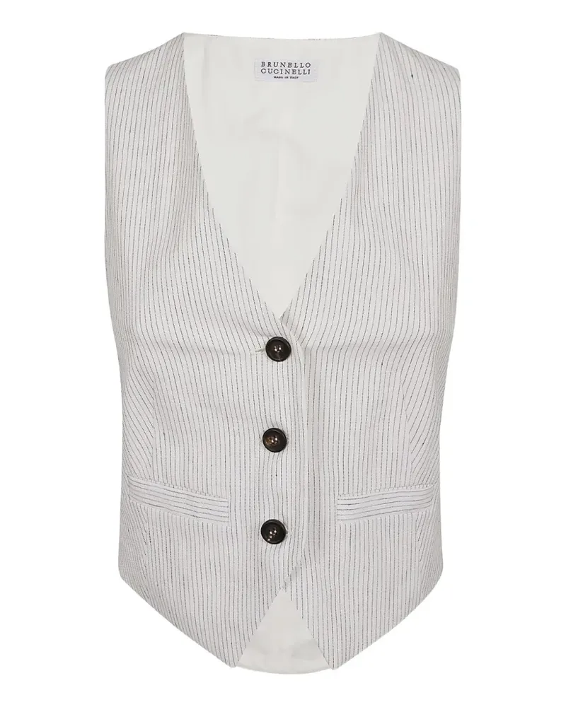 Brunello Cucinelli striped tailored gilet - Weiß Weiß