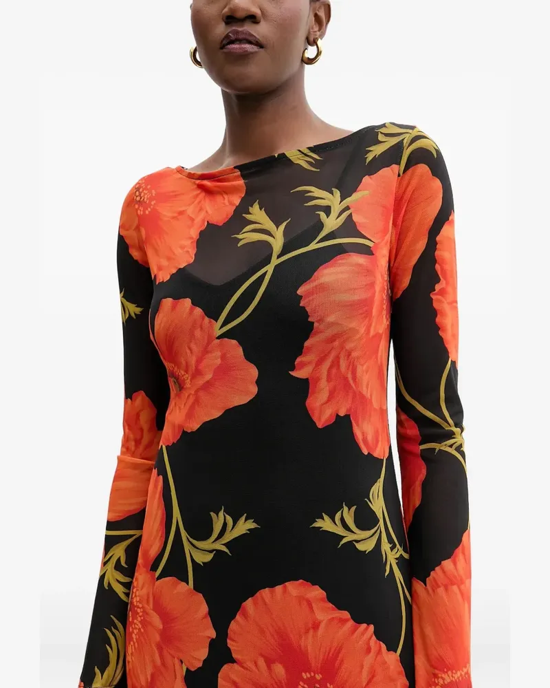 Never Fully Dressed floral long-sleeve maxi dress - Schwarz Schwarz