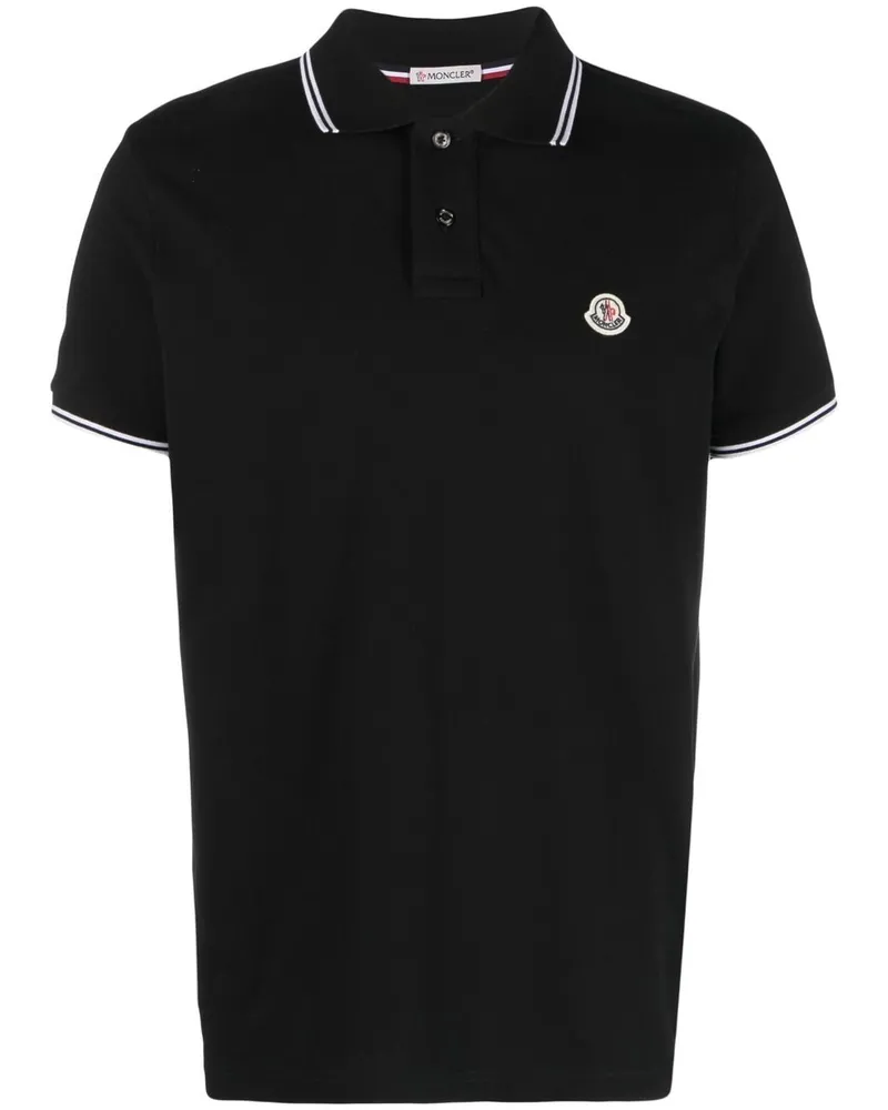 Moncler Poloshirt mit Logo-Patch - Schwarz Schwarz