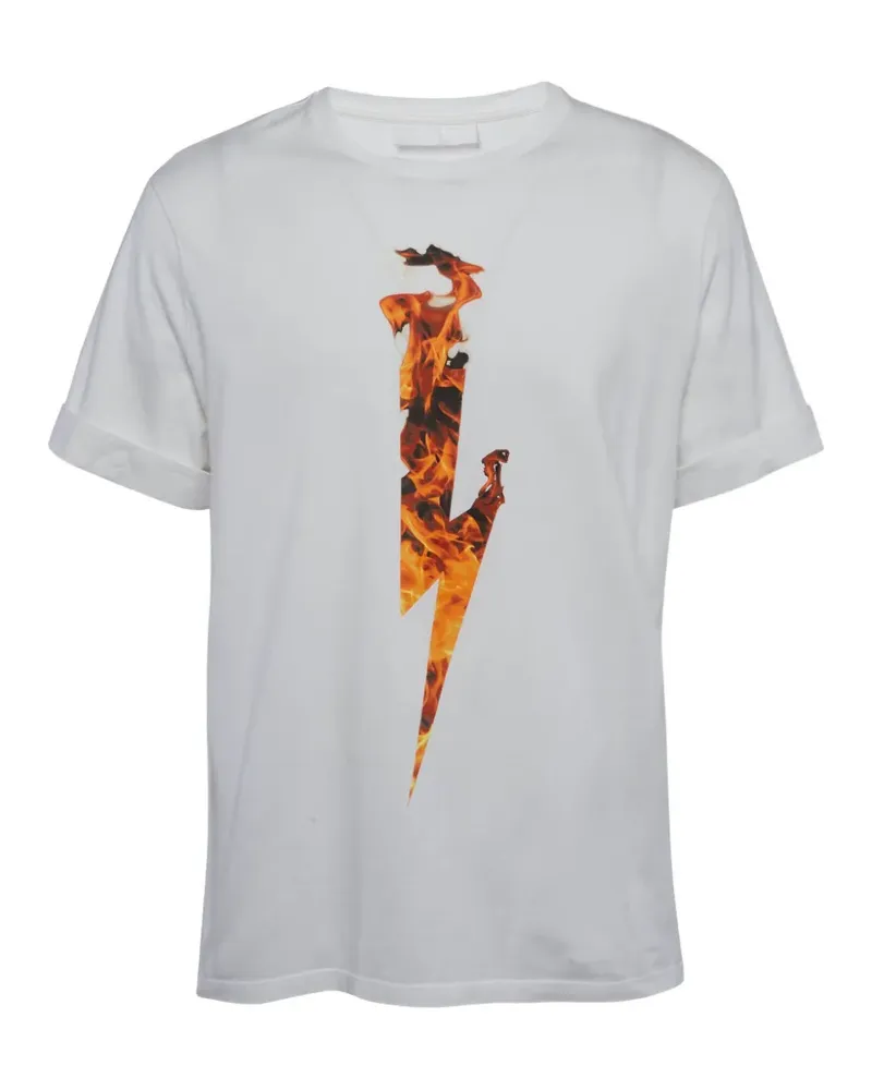 Neil Barrett Flame Thunderbolt rolled-sleeve T-shirt - Weiß Weiß