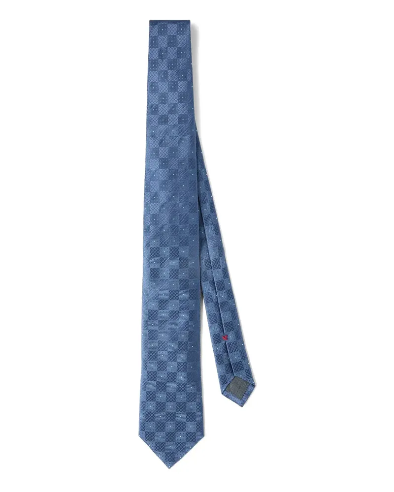 Brunello Cucinelli textured pattern silk tie - Blau Blau