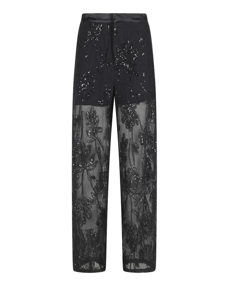Isabelle Blanche sequin floral trousers - Schwarz Schwarz