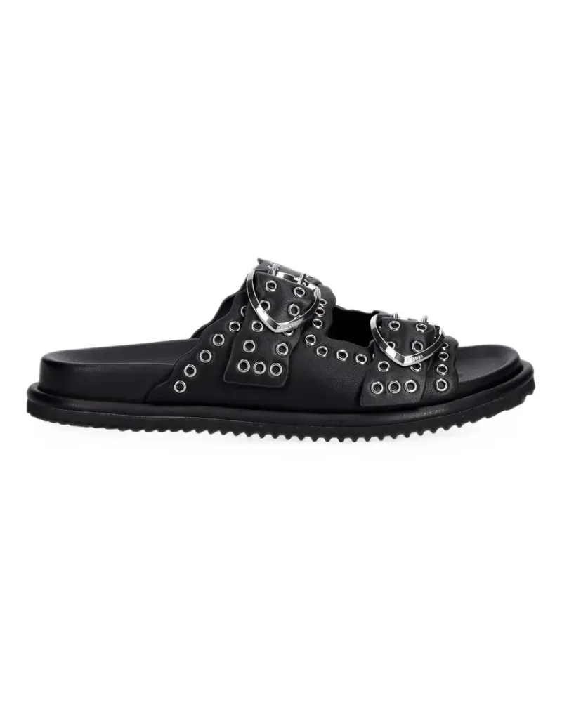 Blauer eyelet-embellished buckle-fastening sandals - Schwarz Schwarz