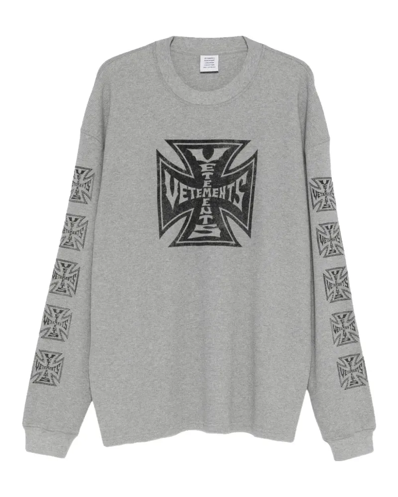 VETEMENTS Biker Cross-print T-shirt - Grau Grau