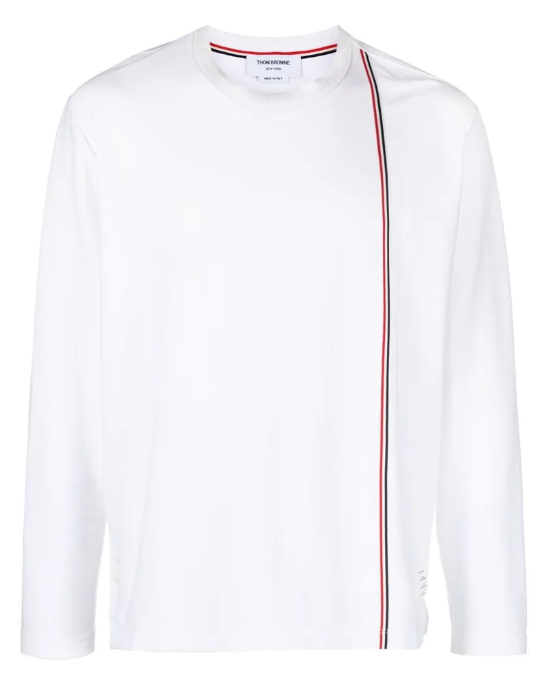 Thom Browne T-Shirt mit RWB-Streifen - Weiß Weiß
