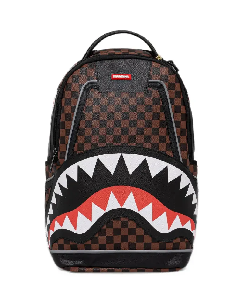 Sprayground check-print shark-motif backpack - Braun Braun