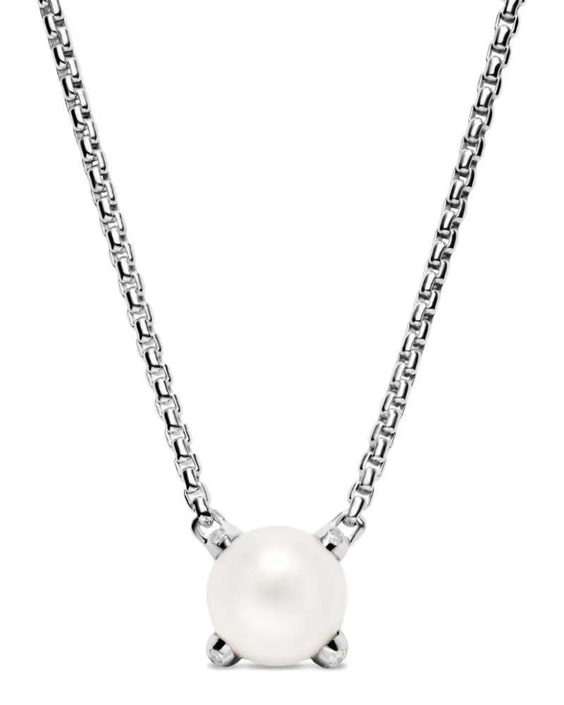 David Yurman Sterlingsilberkette mit Diamant und Perle Silber