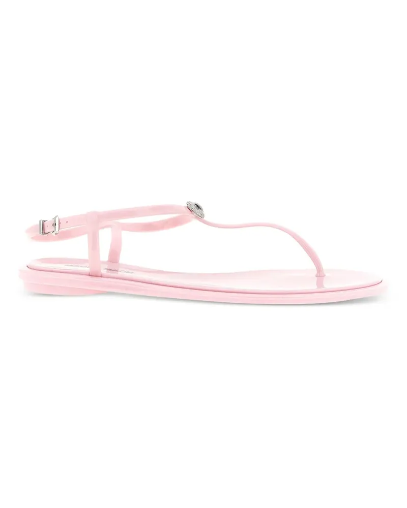 Mach & Mach Double Bow crystal-embellished flat sandals - Rosa Rosa