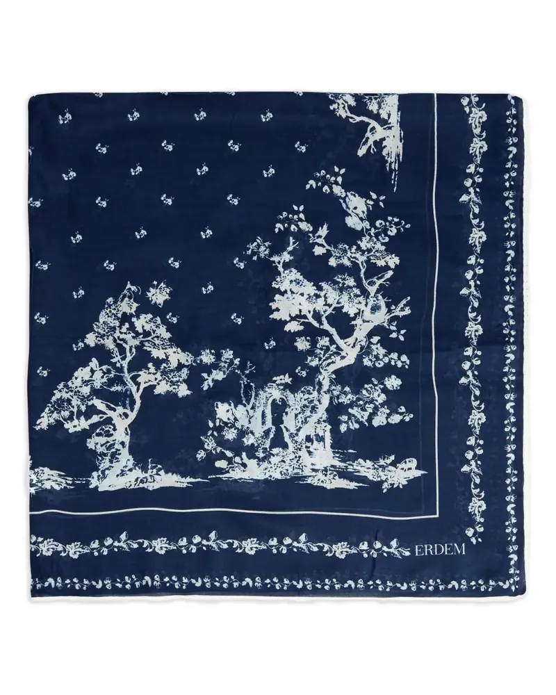 Erdem Schal mit Blumen-Print - Blau Blau