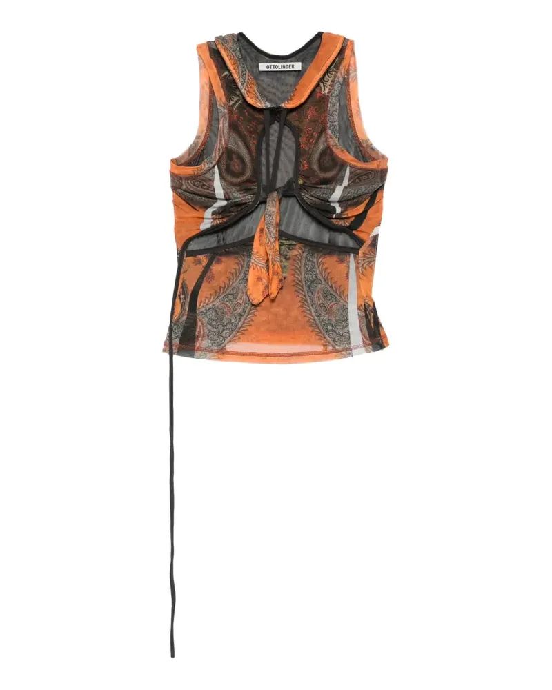 OTTOLINGER printed tie-detail top - Orange Orange