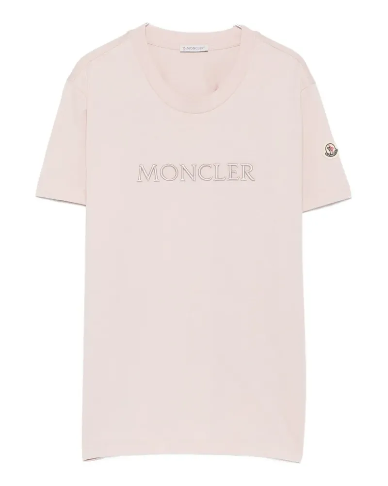 Moncler logo-embroidered T-shirt - Nude Nude