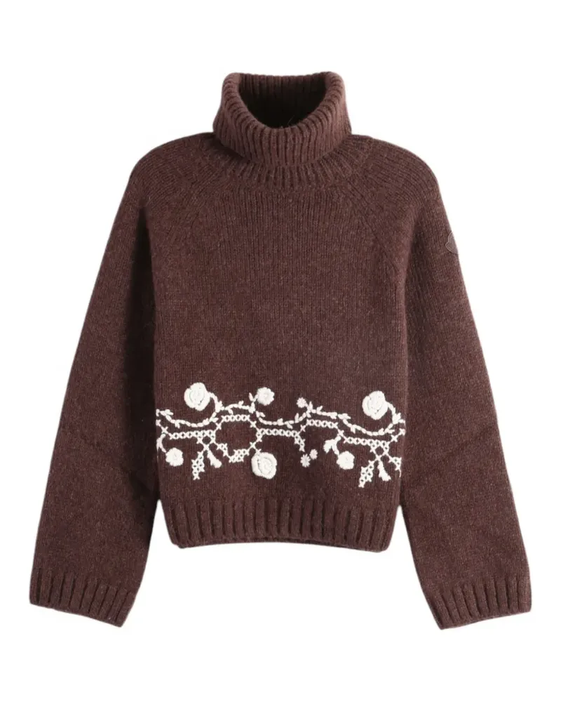 Moncler Bestickter Rollkragenpullover - Braun Braun