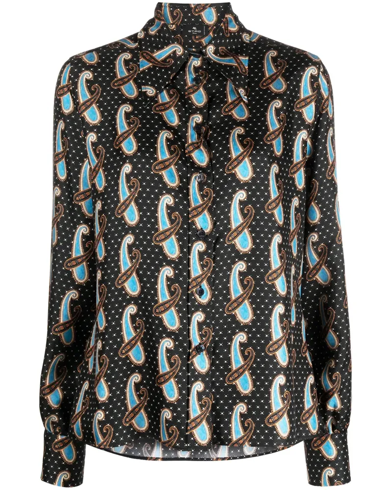 Etro Seidenhemd mit Paisley-Print - Schwarz Schwarz