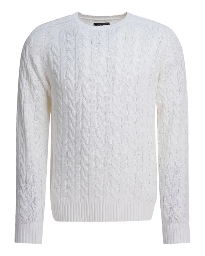 Beams Plus Pullover mit Zopfmuster - Weiß Weiß
