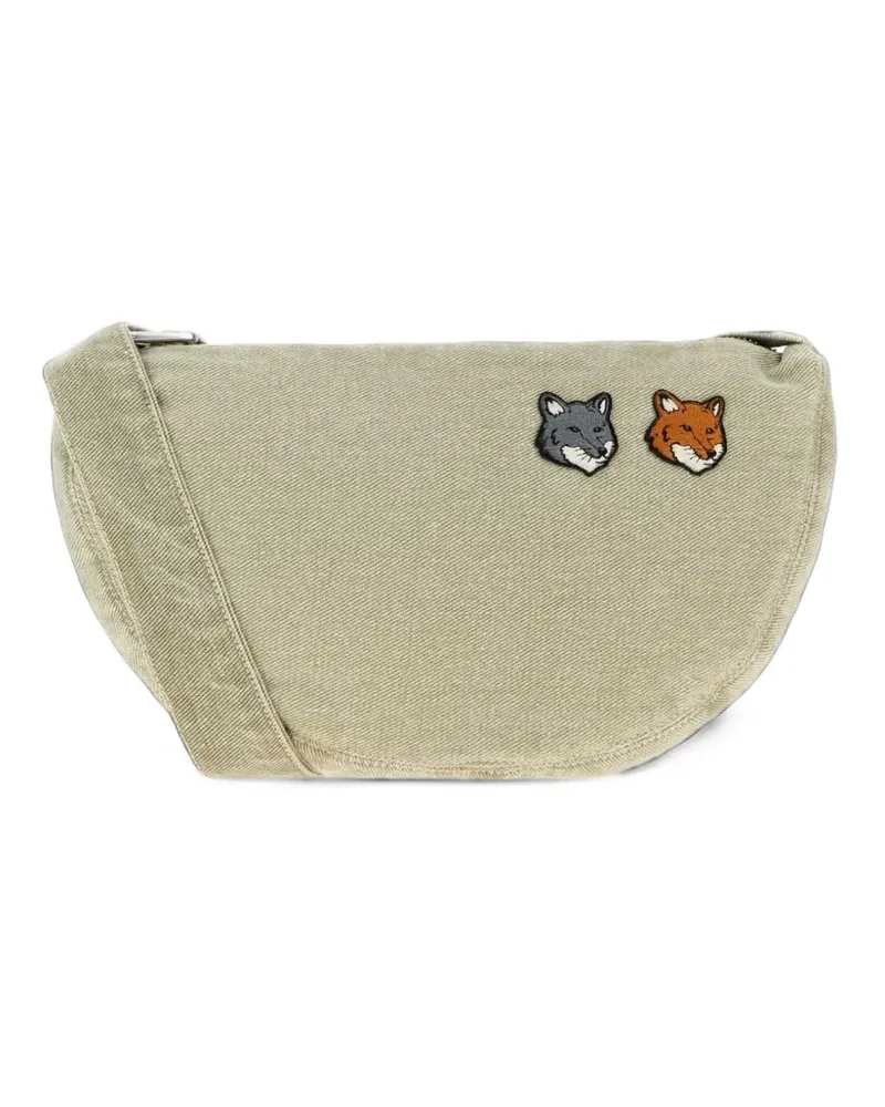 Kitsuné fox-patch denim crossbody bag - Nude Nude