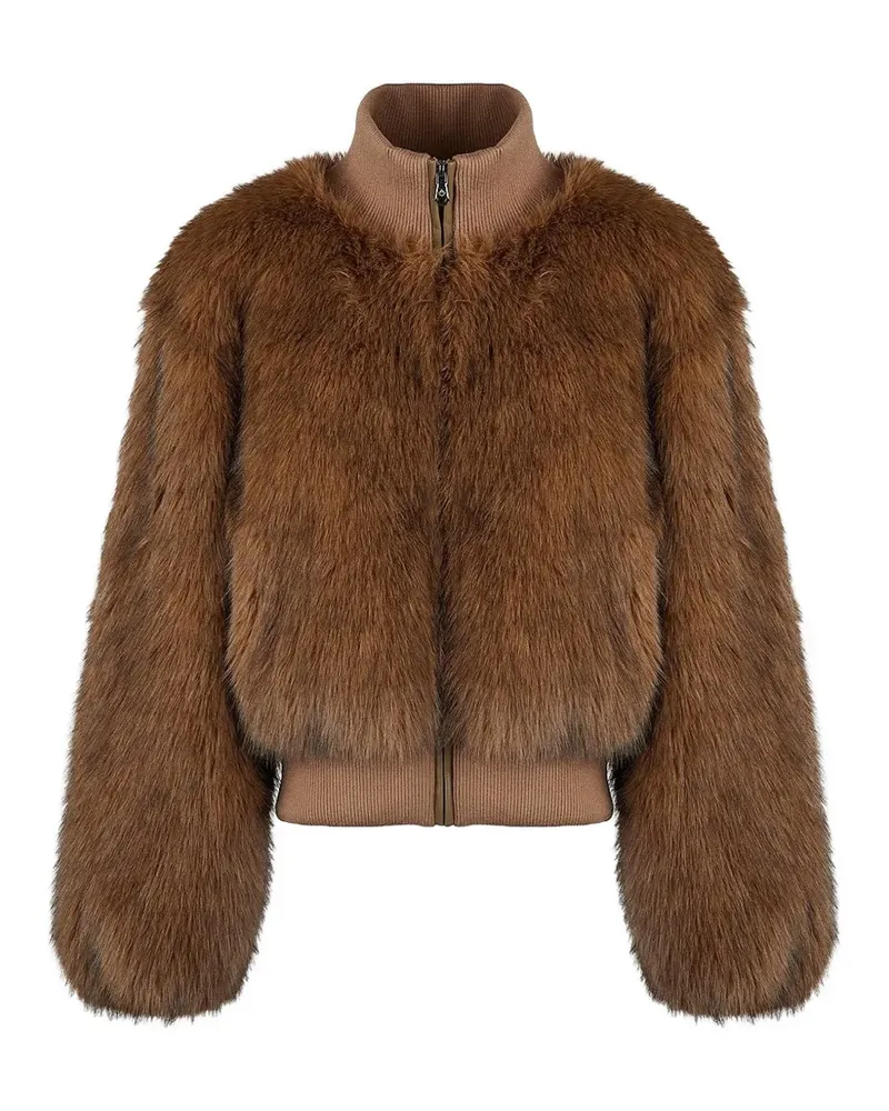 Canadian Classics faux-fur ribbed-trim coat - Braun Braun