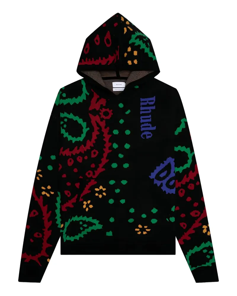 RHUDE Gestrickter Hoodie mit Paisleymuster - Schwarz Schwarz