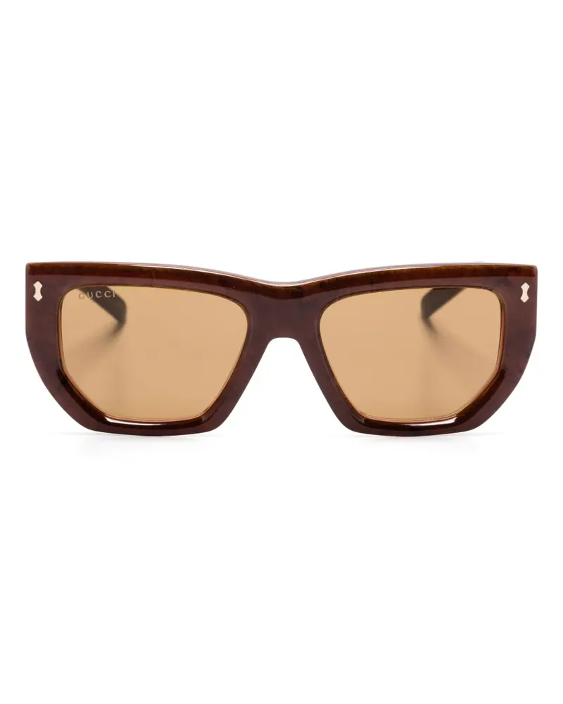 Gucci Sonnenbrille mit eckigem Gestell - Braun Braun