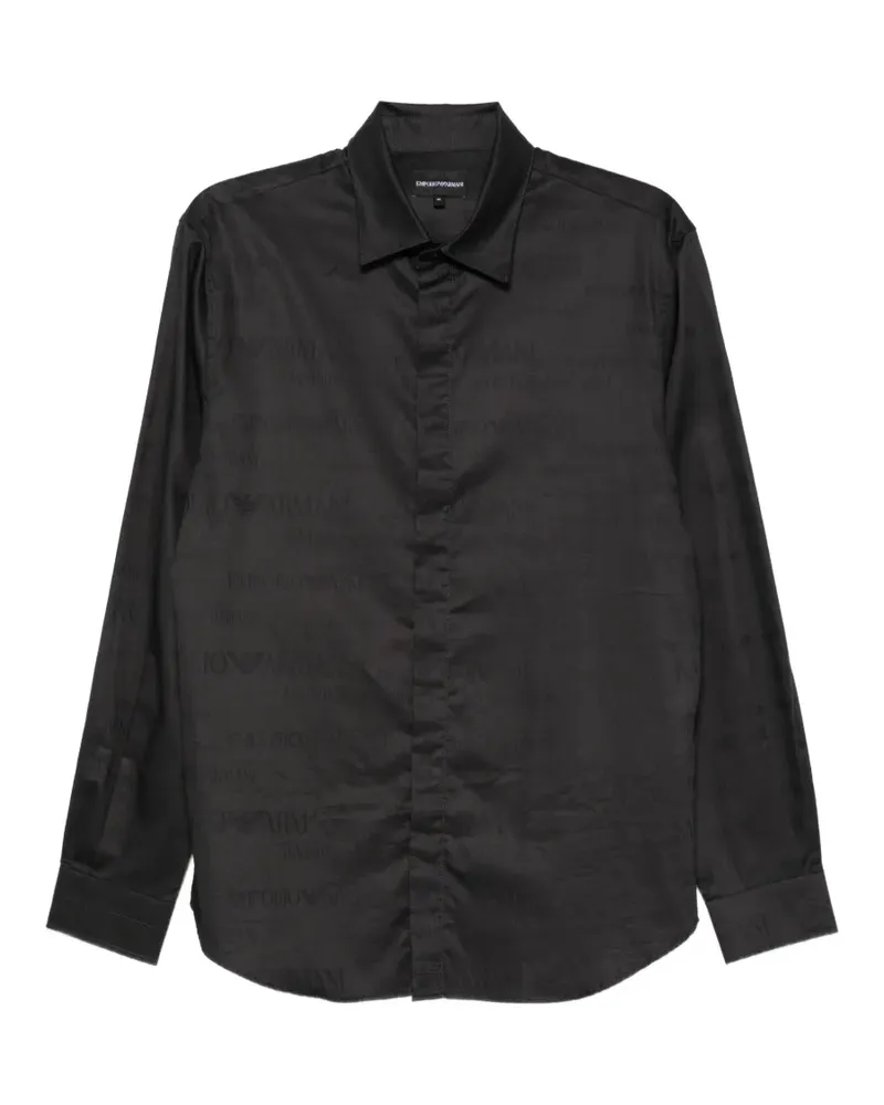 Emporio Armani logo-jacquard long-sleeve shirt - Schwarz Schwarz