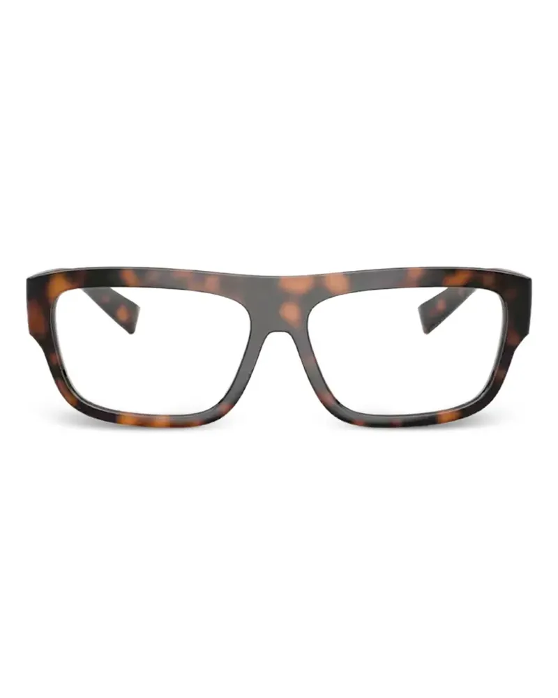 Dolce & Gabbana Eckige Brille mit DG-Logo - Braun Braun