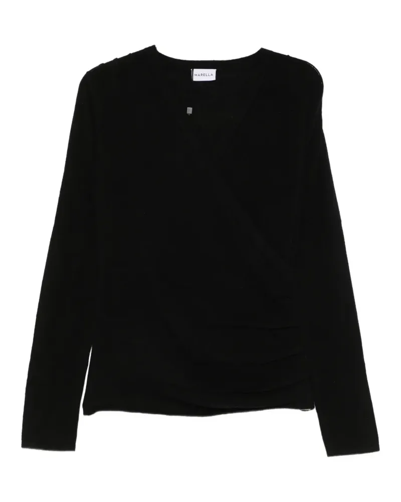 MARELLA wrap-style cashmere sweater - Schwarz Schwarz