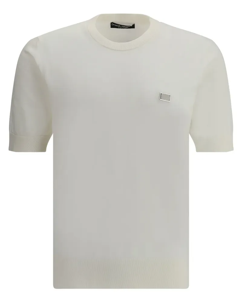 Dolce & Gabbana T-Shirt mit Logo-Schild - Weiß Weiß