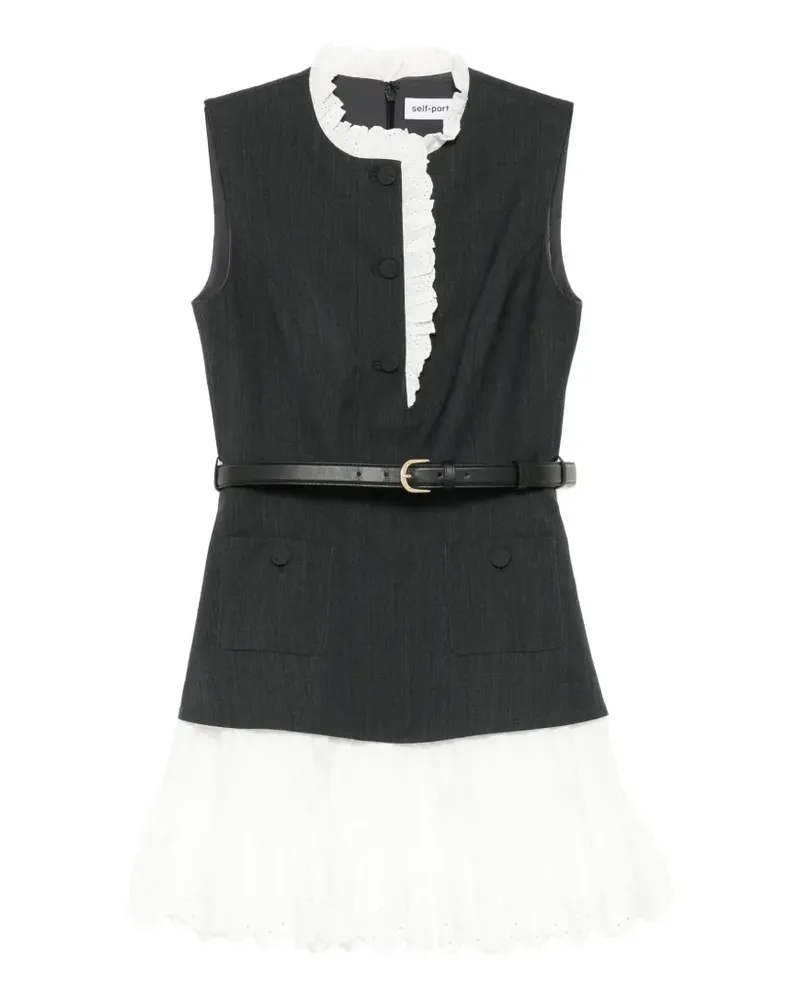 Self-Portrait Minikleid mit Gürtel - Grau Grau