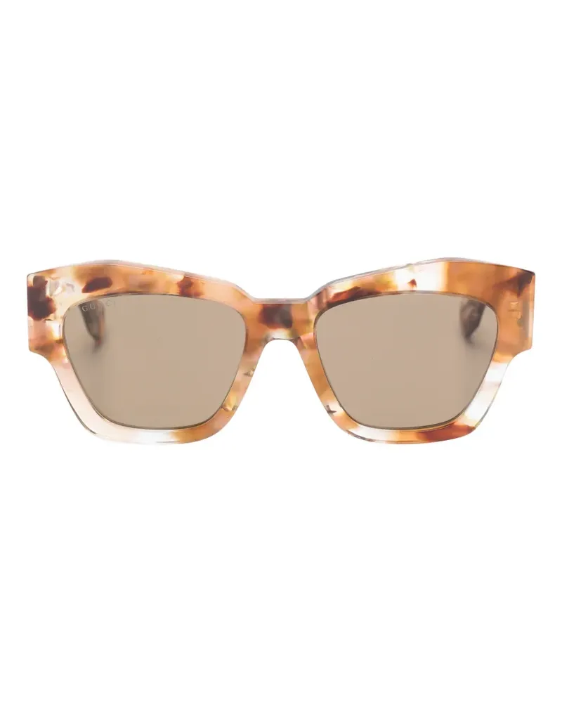 Gucci tortoiseshell-effect geometric-frame sunglasses - Braun Braun