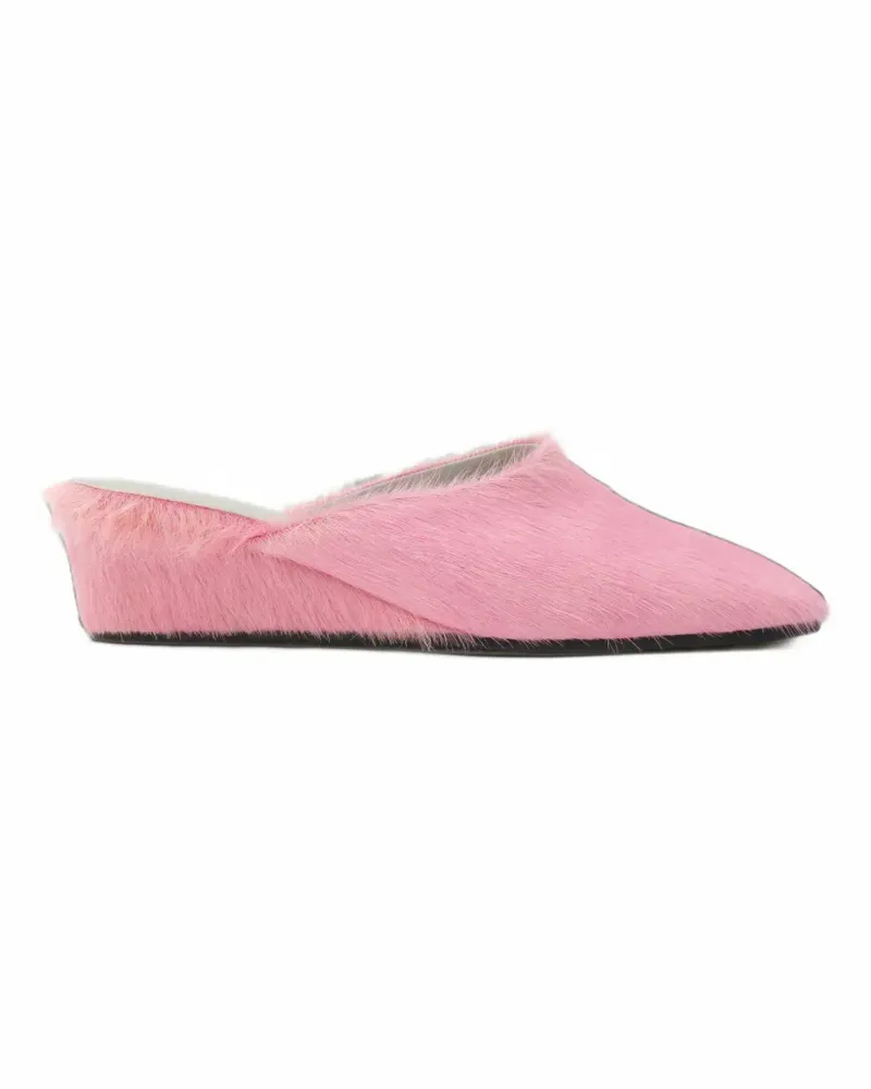 BIMBA Y LOLA Pinke Wedge-Mules aus Pelz - Rosa Rosa