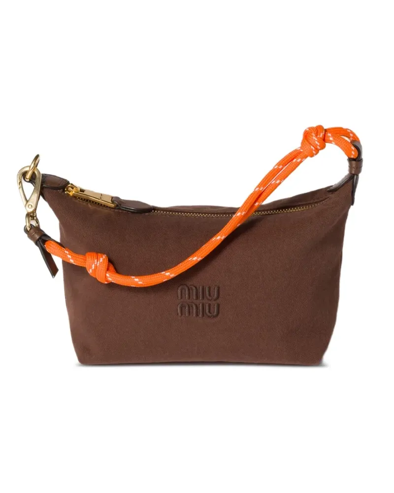 Miu Miu Mini Gabardine-Tasche mit Logo - Braun Braun