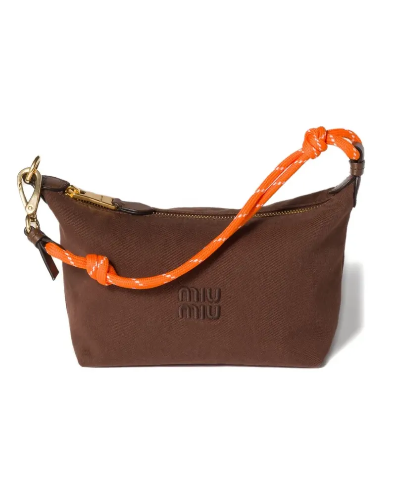 Miu Miu Mini Gabardine-Tasche mit Logo - Braun Braun