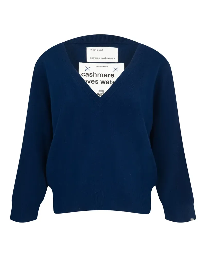 extreme cashmere n°491 Pearl Pullover mit V-Ausschnitt - Blau Blau
