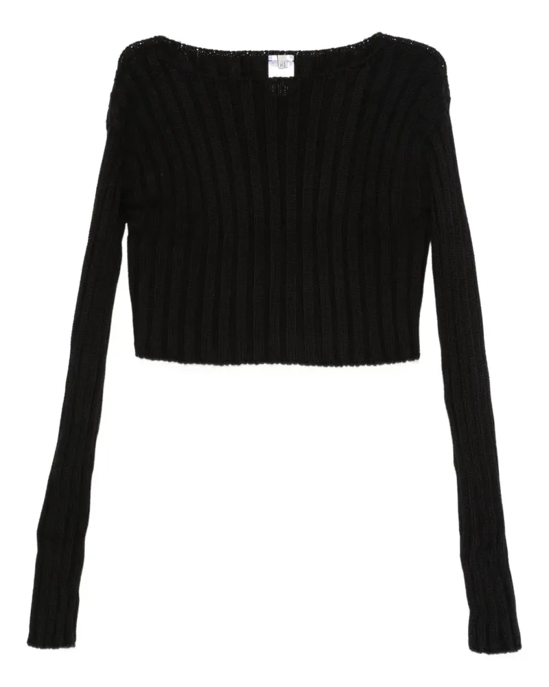Baserange Gerippter Macau Pullover - Schwarz Schwarz