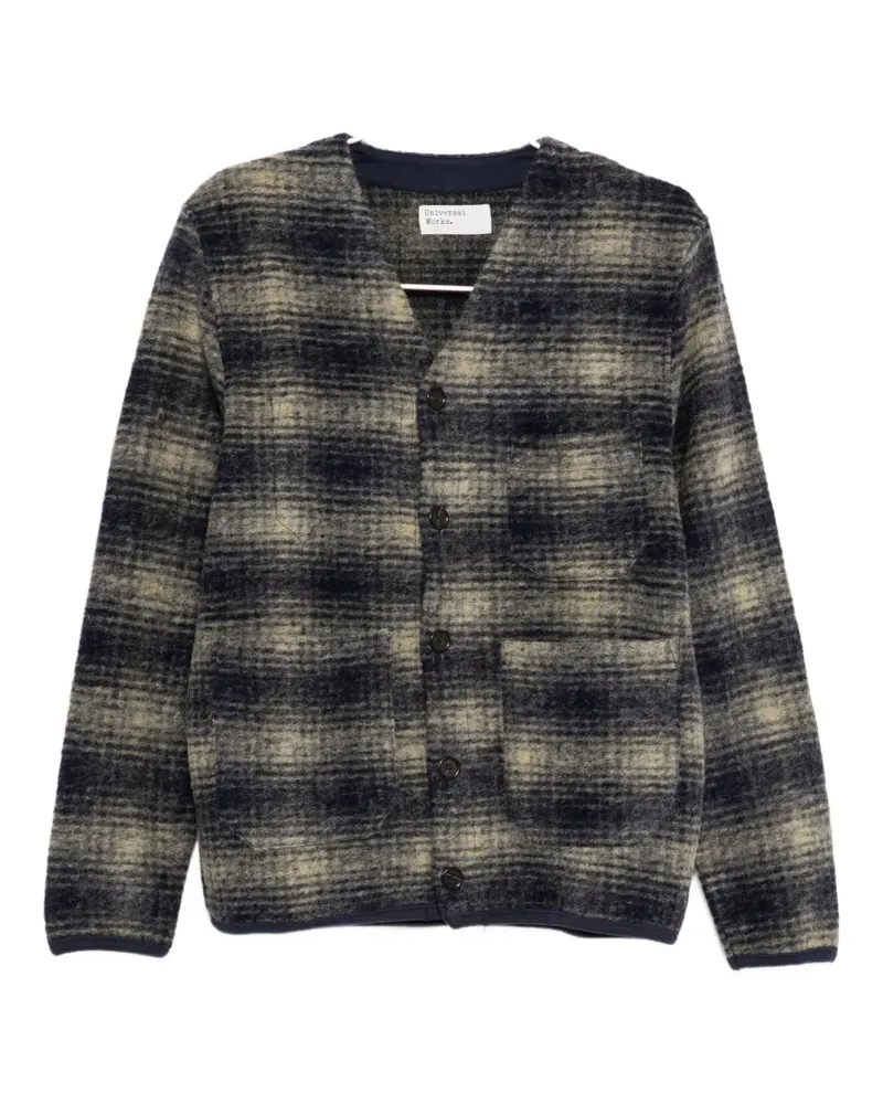 Universal Works Karierter Cardigan - Blau Blau