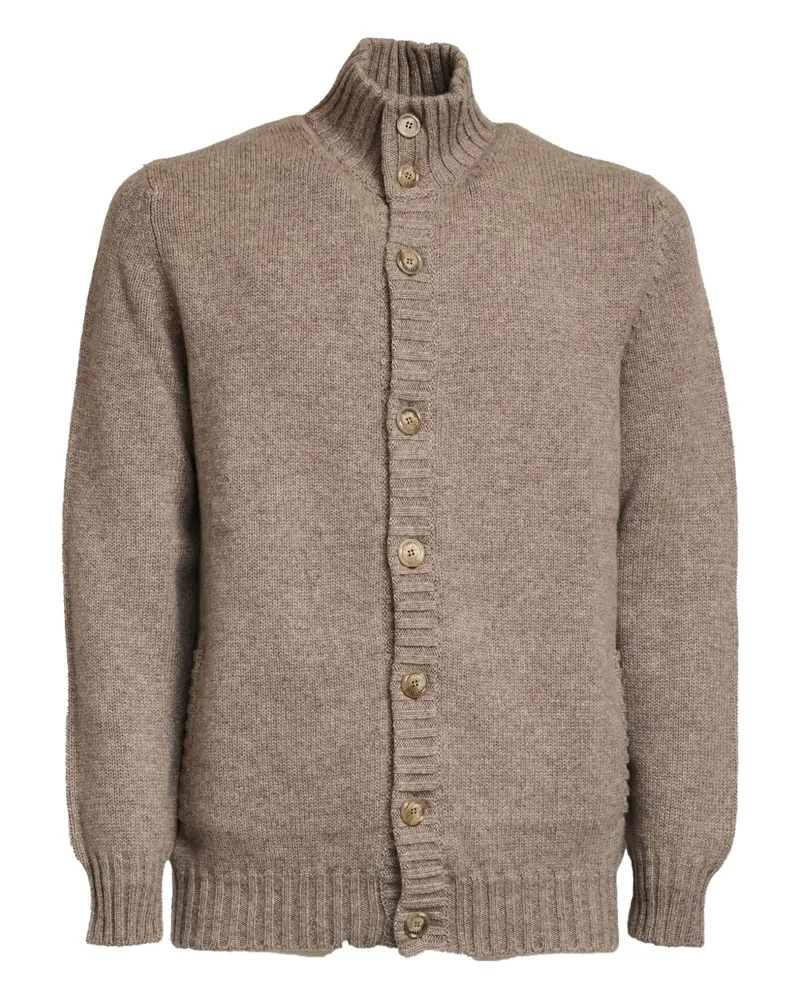Fedeli stand collar Favonius 428 cardigan - Braun Braun
