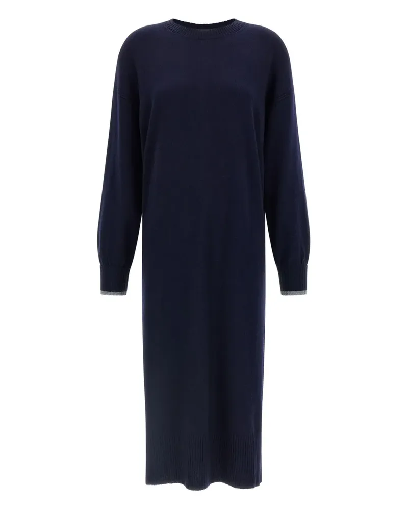 Pinko Rundhals-Maxikleid mit Kontrastdetails - Blau Blau