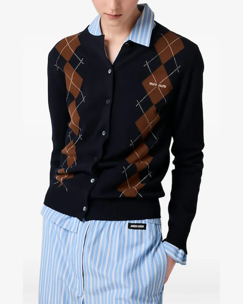 Miu Miu Cardigan mit Argyle-Muster - Blau Blau
