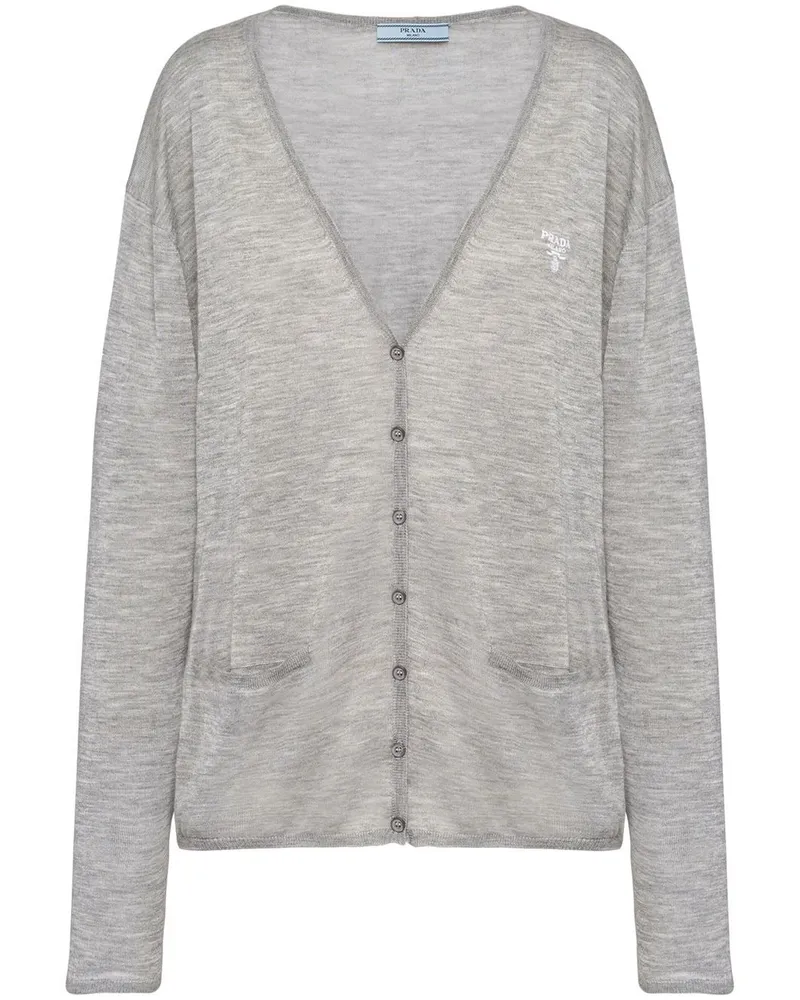 Prada Cardigan mit Logo-Stickerei - Grau Grau