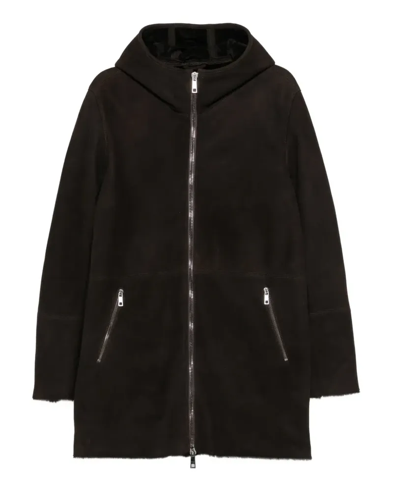 Giorgio Brato hooded shearling coat - Braun Braun