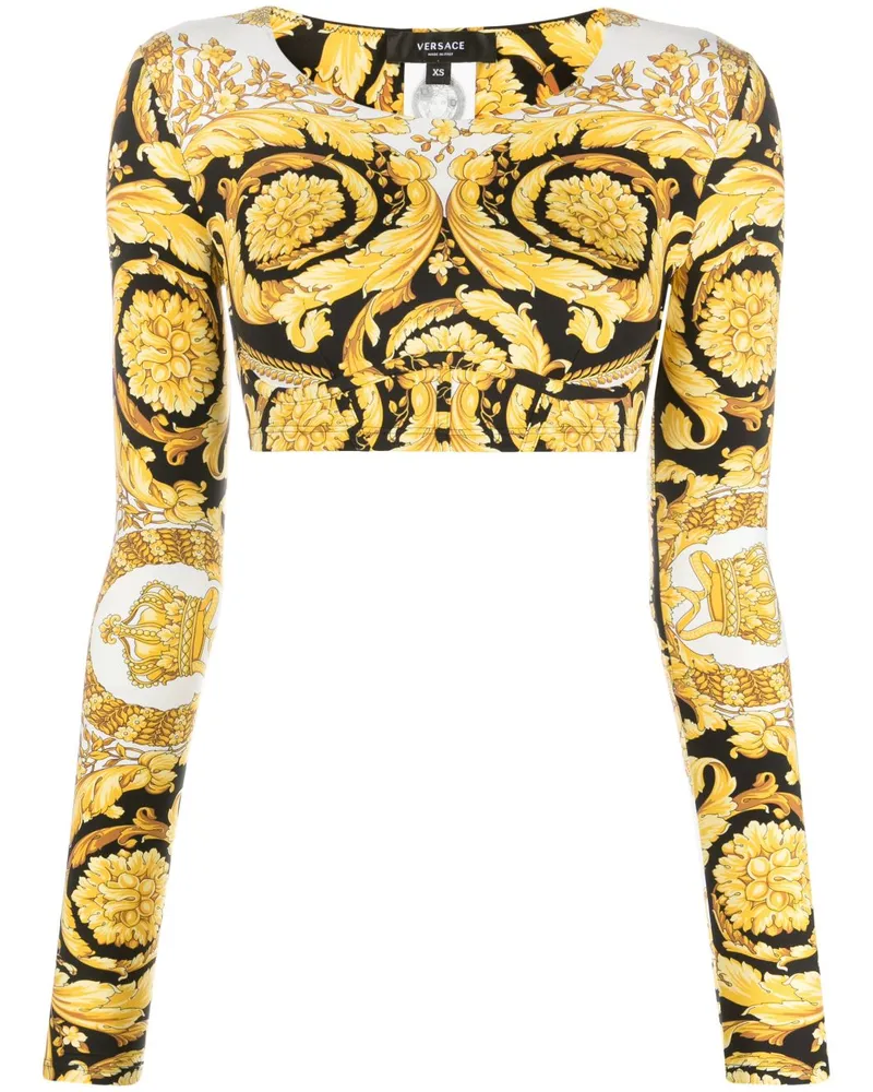 Versace Cropped-Sweatshirt mit Barocco-Print - Weiß Weiß