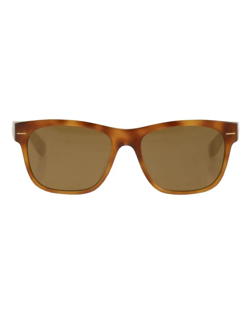 Brunello Cucinelli tortoiseshell-effect rectangle-frame sunglasses - Braun Braun