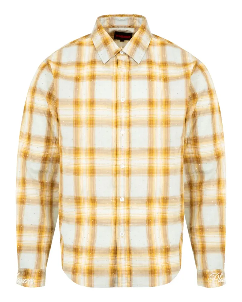 PLEASURES Dizzle plaid button up shirt - Nude Nude