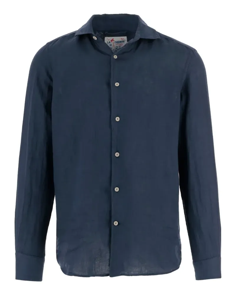 MC2 Saint Barth Pamplona Leinenhemd mit abgerundetem Saum - Blau Blau