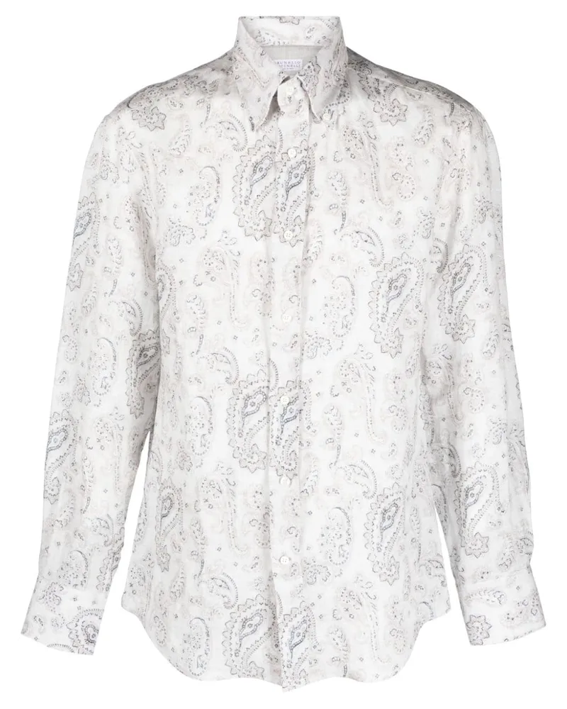 Brunello Cucinelli Leinenhemd mit Paisley-Print - Nude Nude