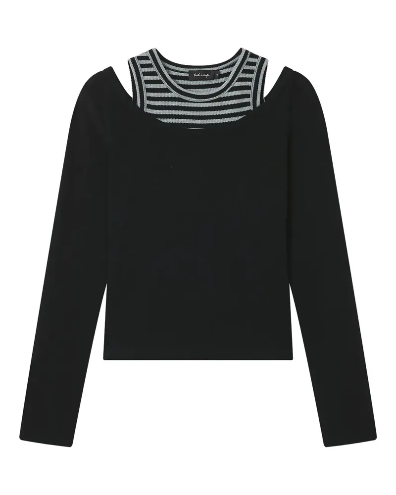 Tout a Coup Gestreiftes T-Shirt im Layering-Look - Schwarz Schwarz