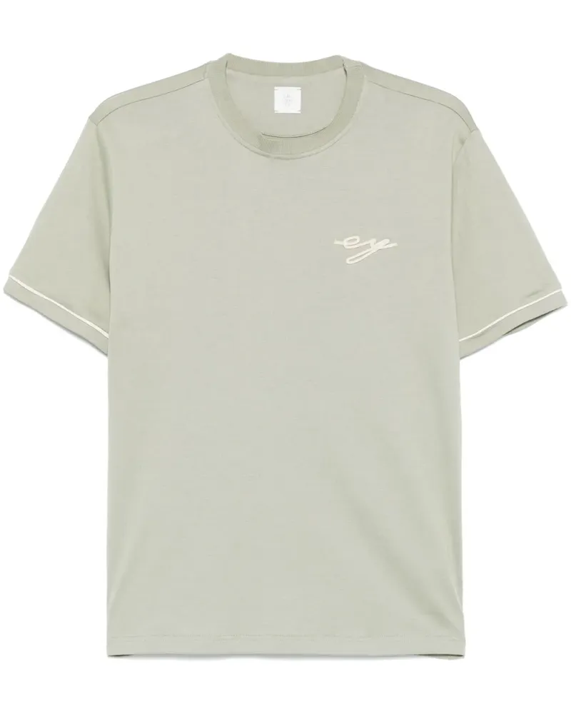 Eleventy T-Shirt mit Logo-Stickerei - Grün Grün