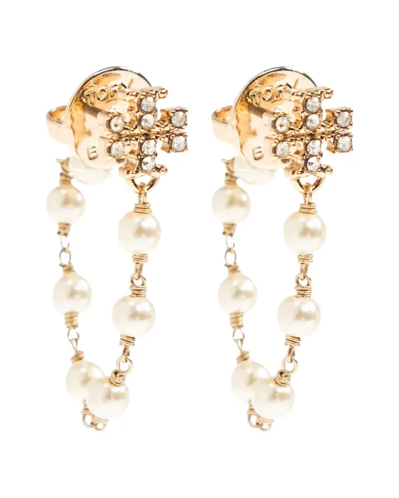 Tory Burch Moondance Pearl and Chain earrings - Gold Gold