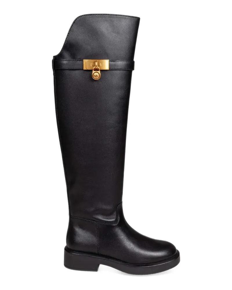 Michael Kors Hamilton padlock-detail leather boots - Schwarz Schwarz