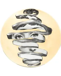 Fornasetti Teller mit Gesichts-Print Gold