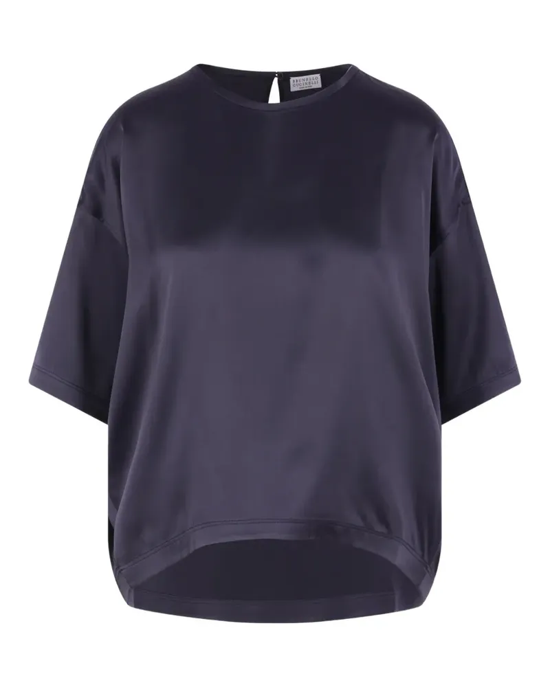Brunello Cucinelli Bluse aus Seidensatin - Blau Blau